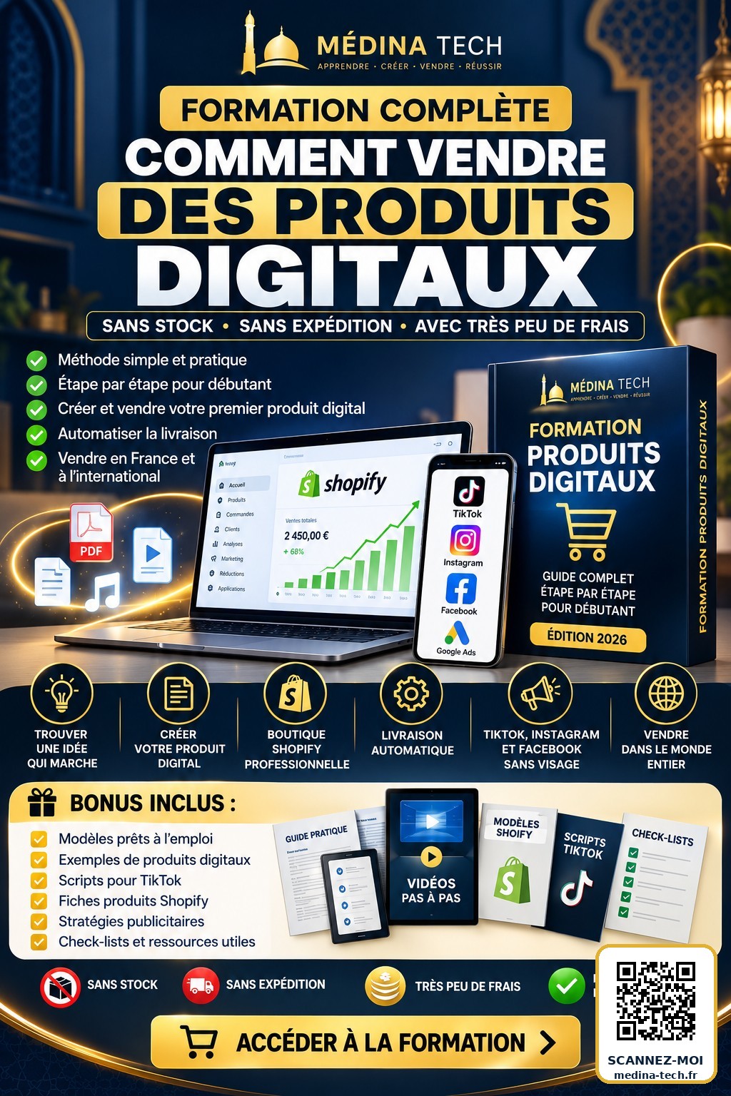 Formation complète Médina TECH - Comment vendre des produits digitaux