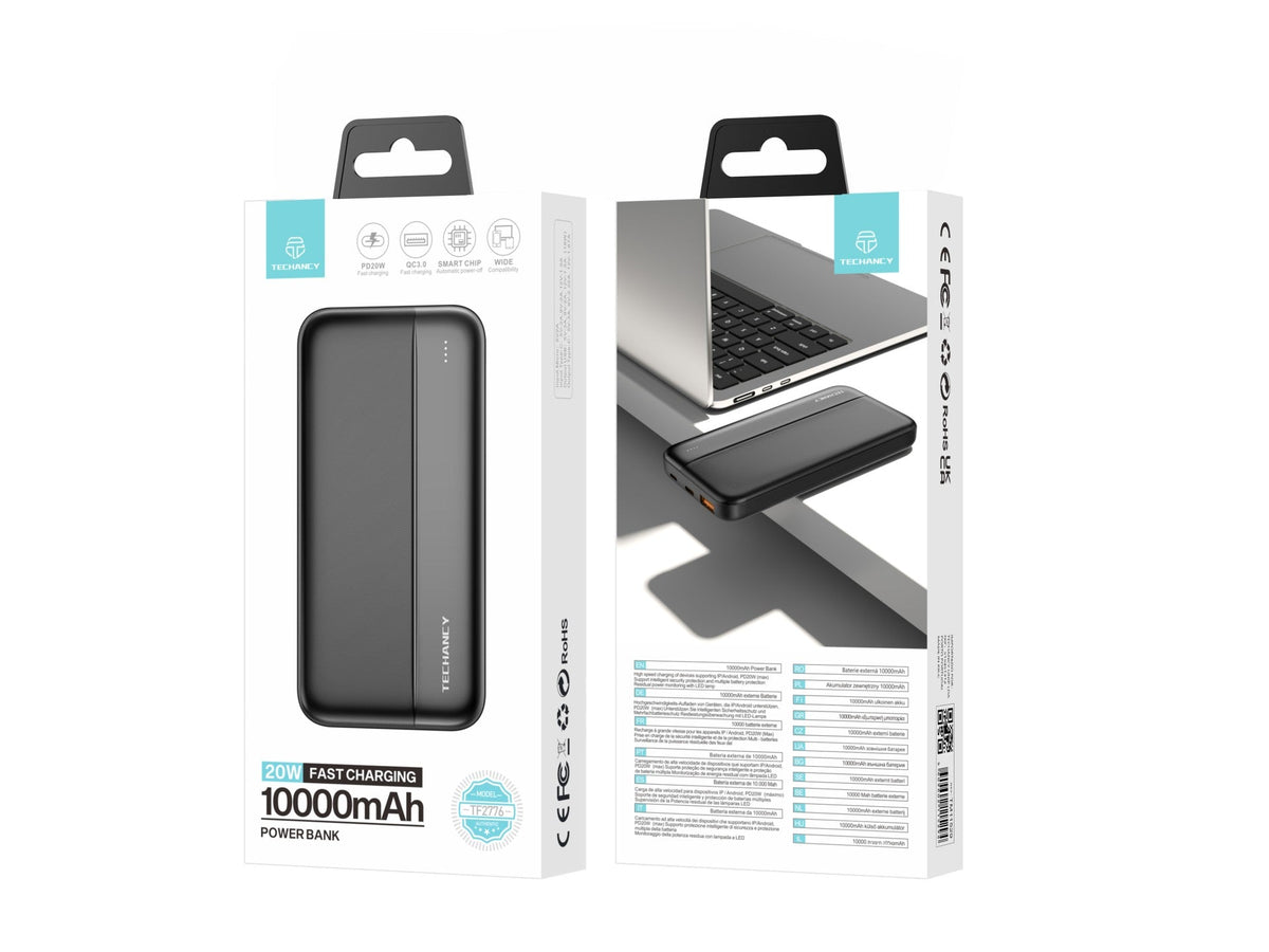 Batterie externe Techancy 10 000 mAh – Charge rapide 20 W PD