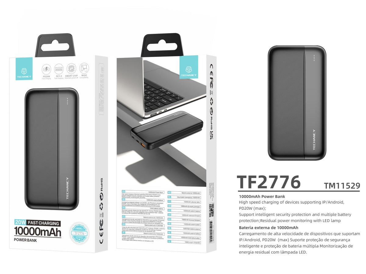 Batterie externe Techancy 10 000 mAh – Charge rapide 20 W PD