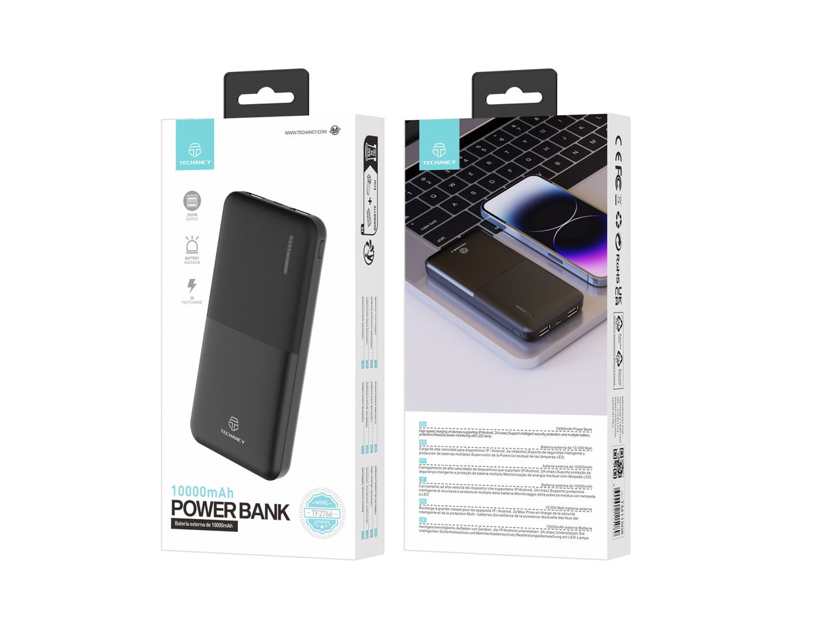 Batterie externe Techancy 10 000 mAh – Charge rapide 2A – Double USB